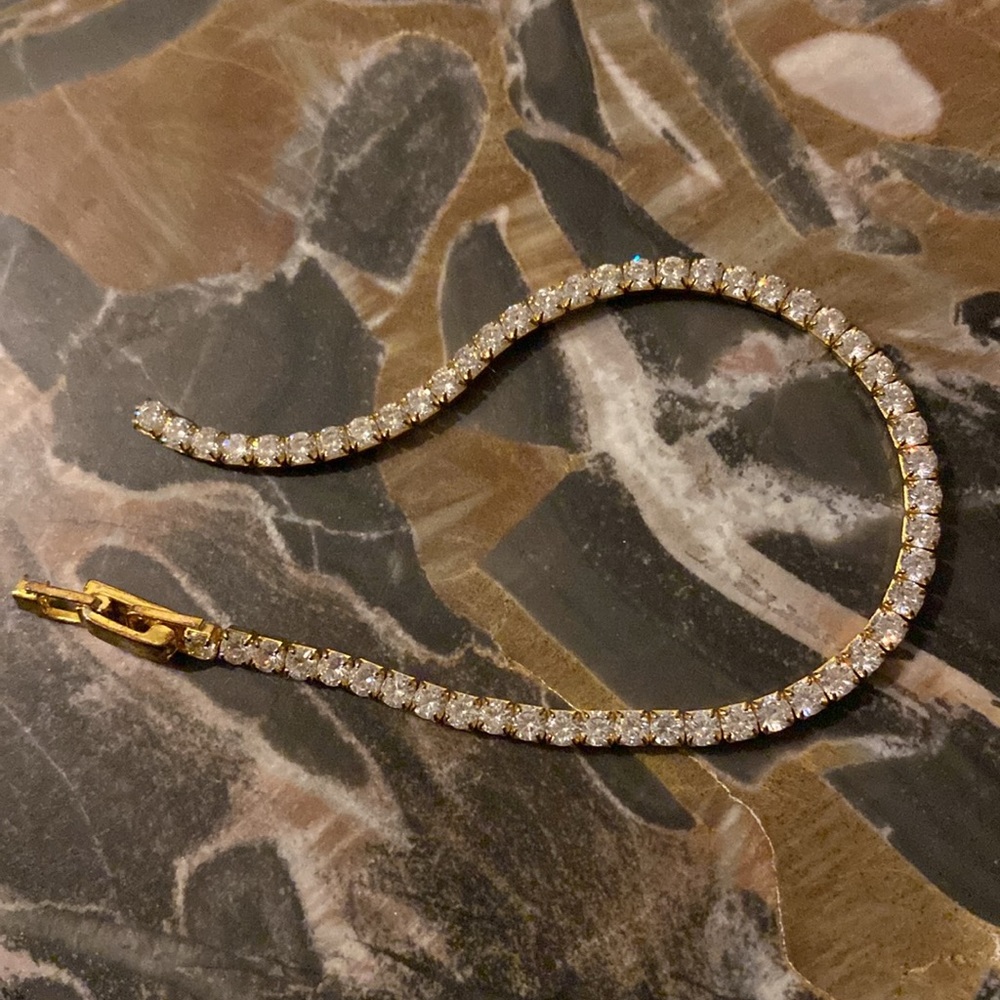 For Parts or Repair Gold Tone Tennis Bracelet